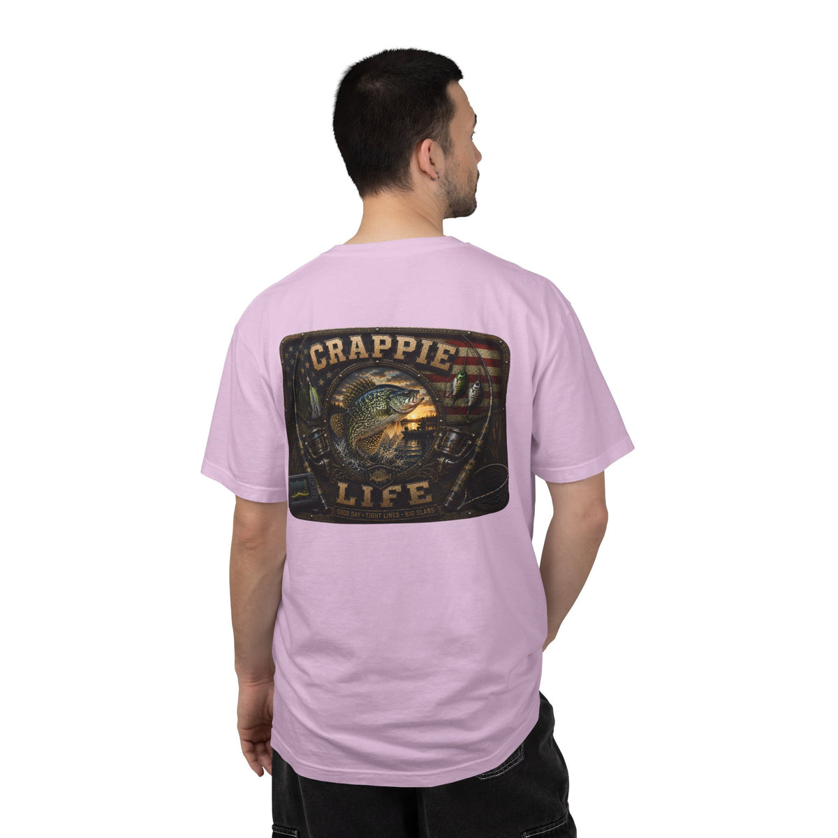 Crappie Life T-Shirt — Retro American Flag Crappie Fishing Tee