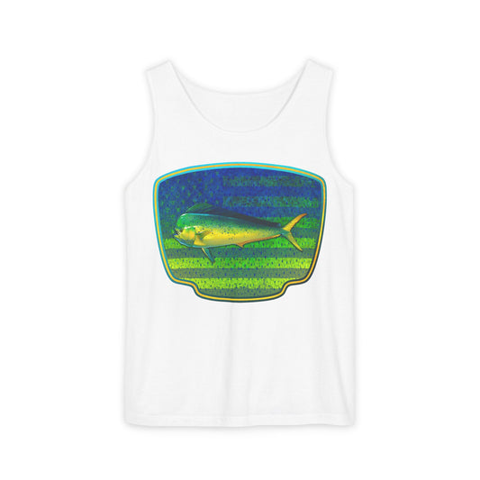 American Mahi Mahi Graphic Tank Top, Summer Apparel, Outdoors Shirt, Fishing Gear, Beachwear, Gifts for Anglers