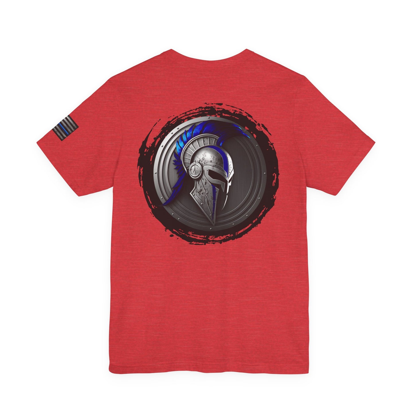 Grunge Spartan Thin Blue Line American Flag T-Shirt – Honor & Valor Police Tribute Tee