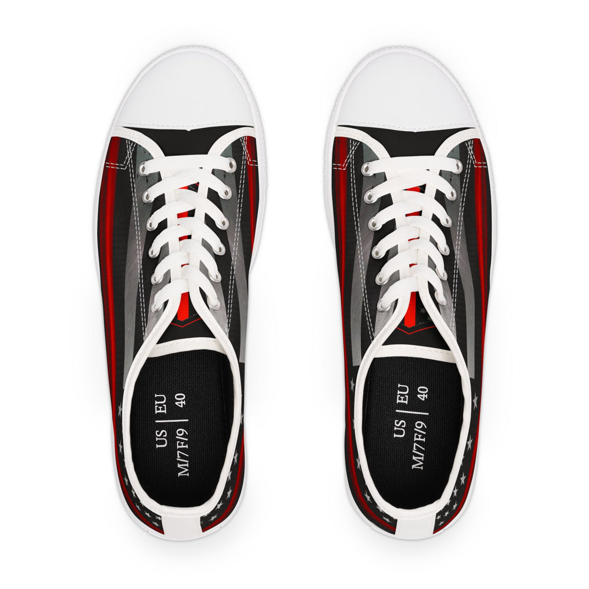 Thin Red Line American Flag Low-Top Sneakers – Firefighter Tribute Streetwear