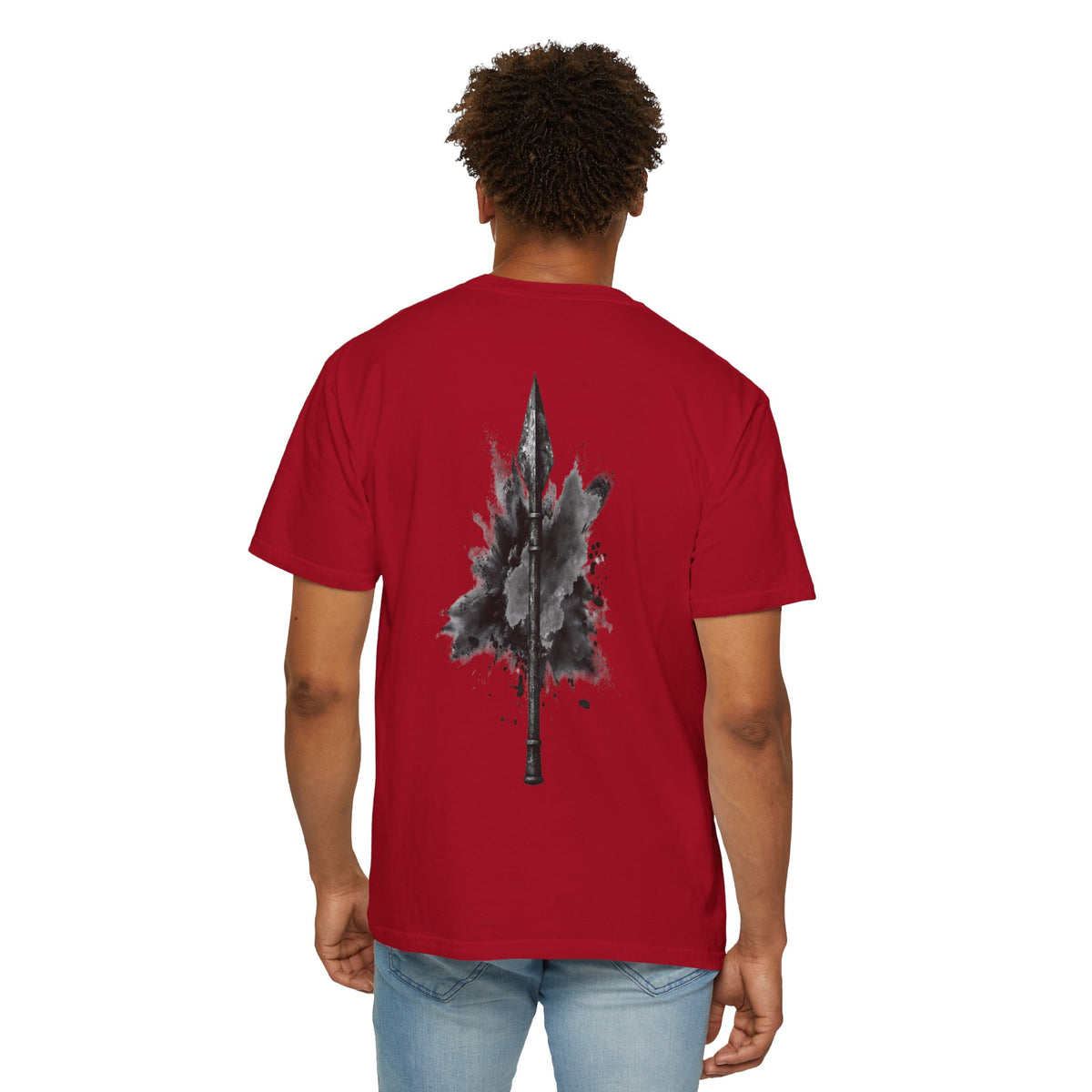 Spartan Warrior T-Shirt – Greek Helmet Circle Design Front & Spear Back | Warrior Graphic Tee