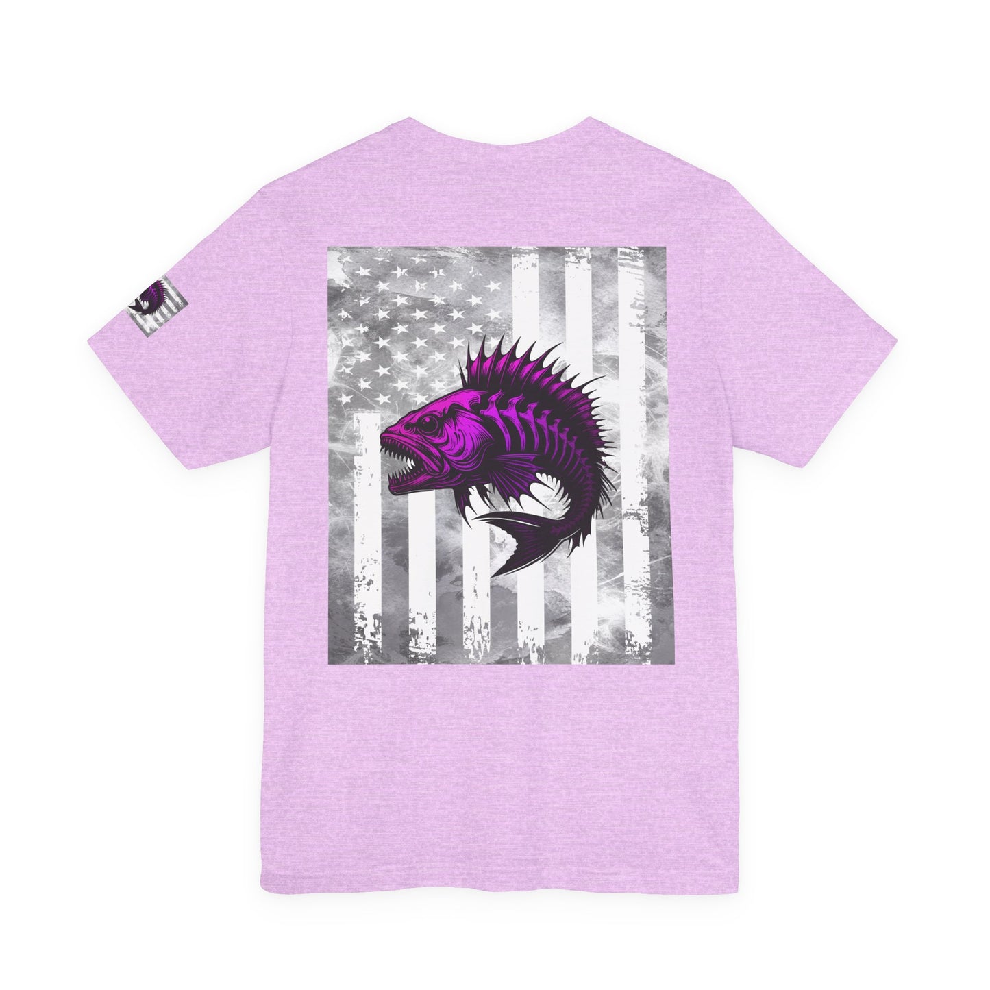Fish Grunge American Flag Tee, Patriotic USA Shirt, Vintage American Flag