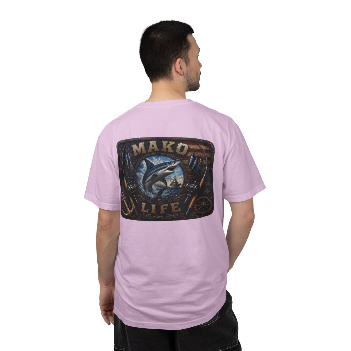 Mako Life T-Shirt — Vintage Marlin & Anchor Fishing Tee