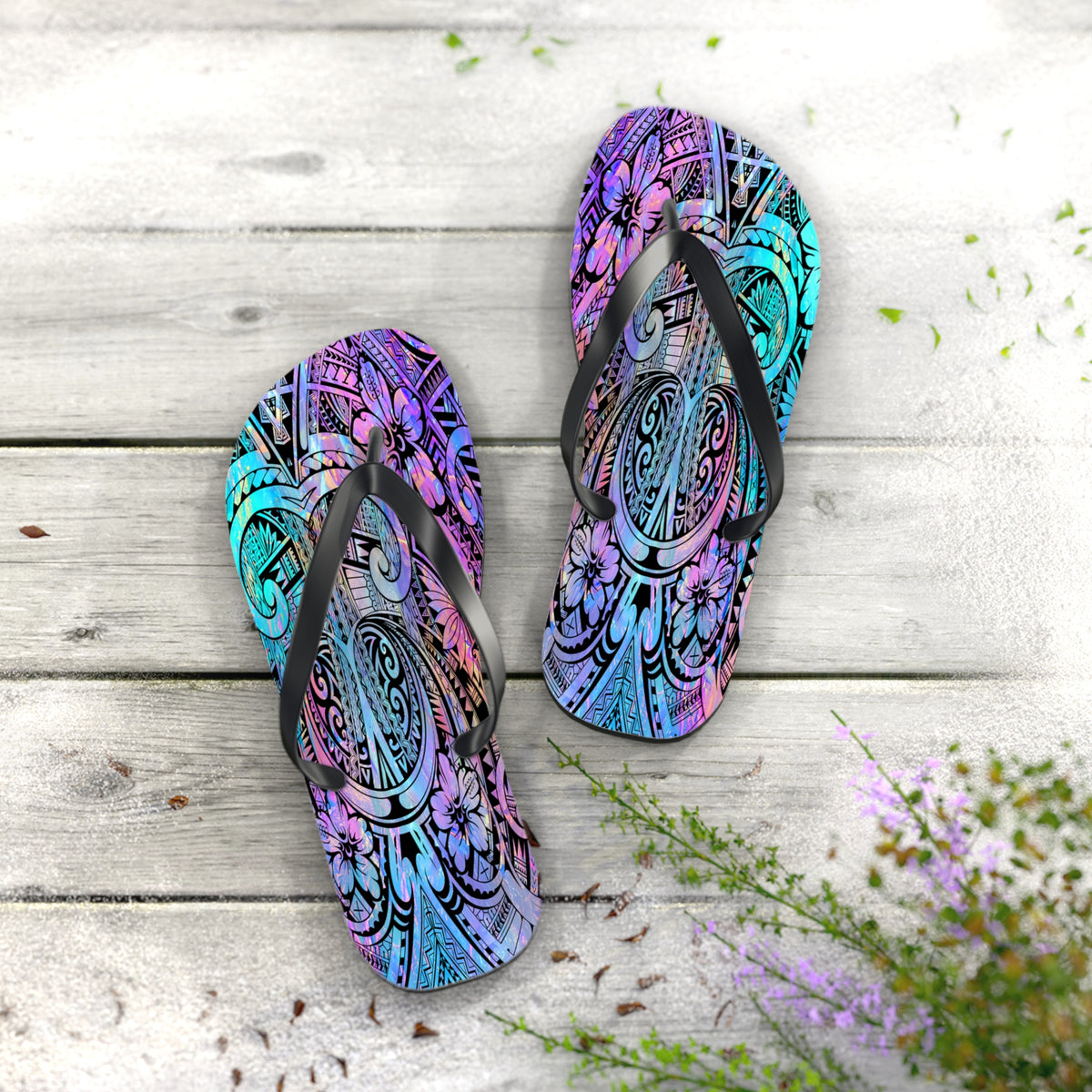Polynesian Dream Flip Flops | Summer Beach Sandals, Vacation Footwear, Festival Style, Gift for Her