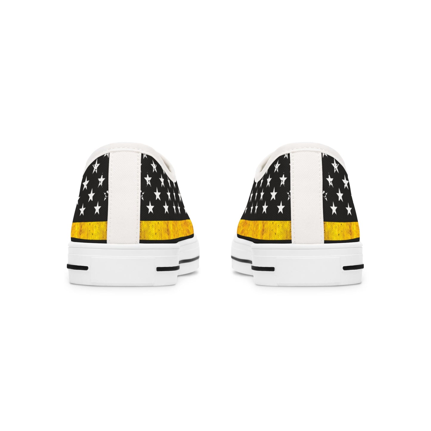 Thin Yellow Line American Flag Low Top Sneakers – 911 Dispatcher Shoes for Women, Casual Canvas Streetwear