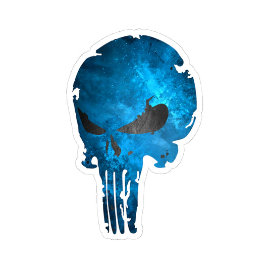 Blue Distressed Skull Warrior Sticker – Bold Urban Graphic for Laptops, Water Bottles & More