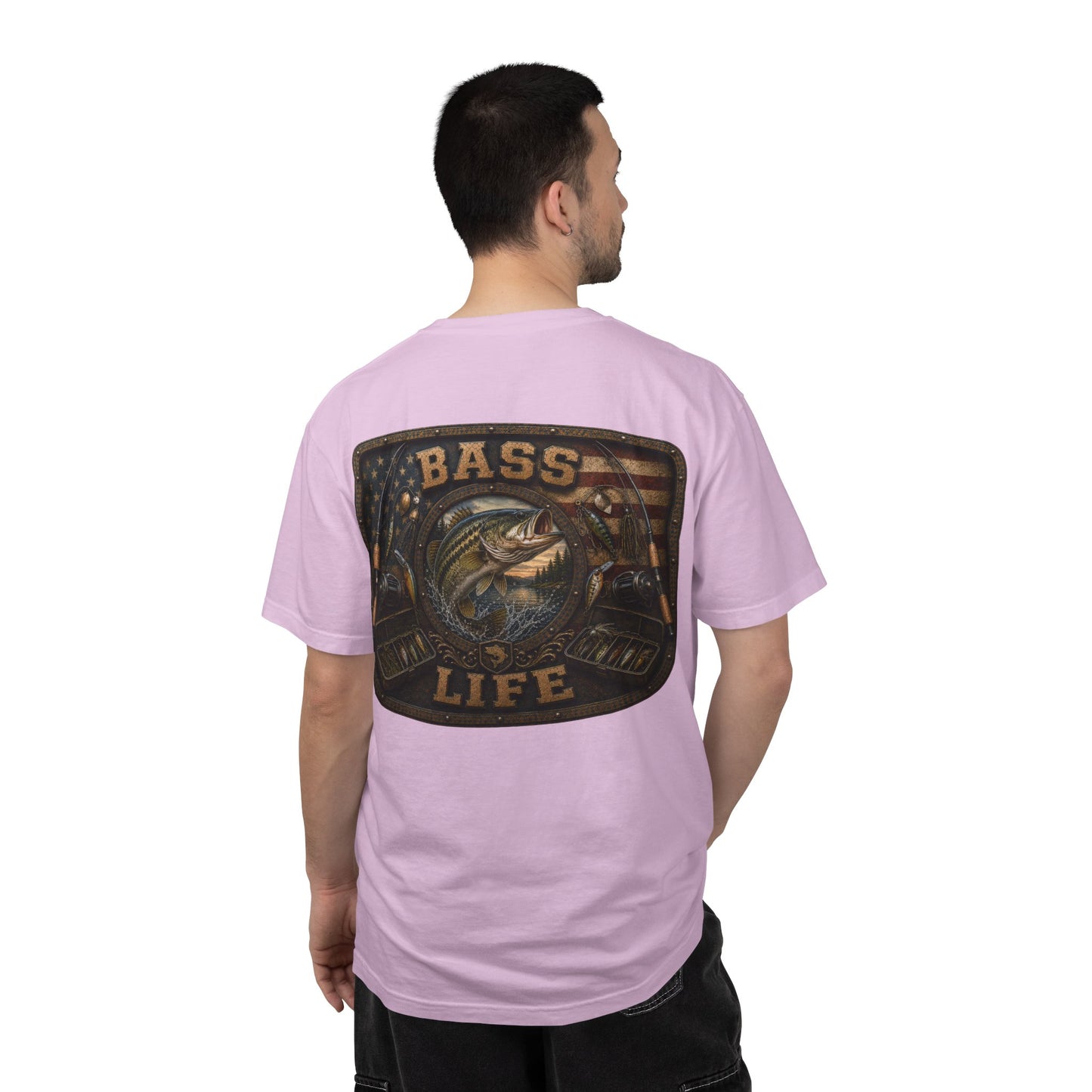 Bass Life T-Shirt — Retro American Flag Bass Fishing Tee