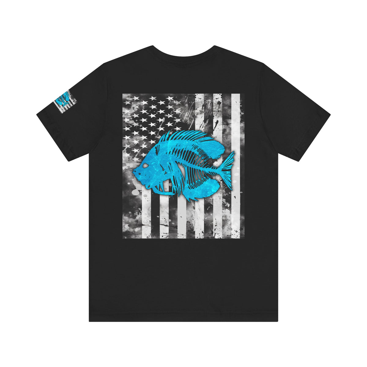 Blue Pearch Angler Grunge American Flag Tee, Patriotic USA Shirt, Vintage American Flag