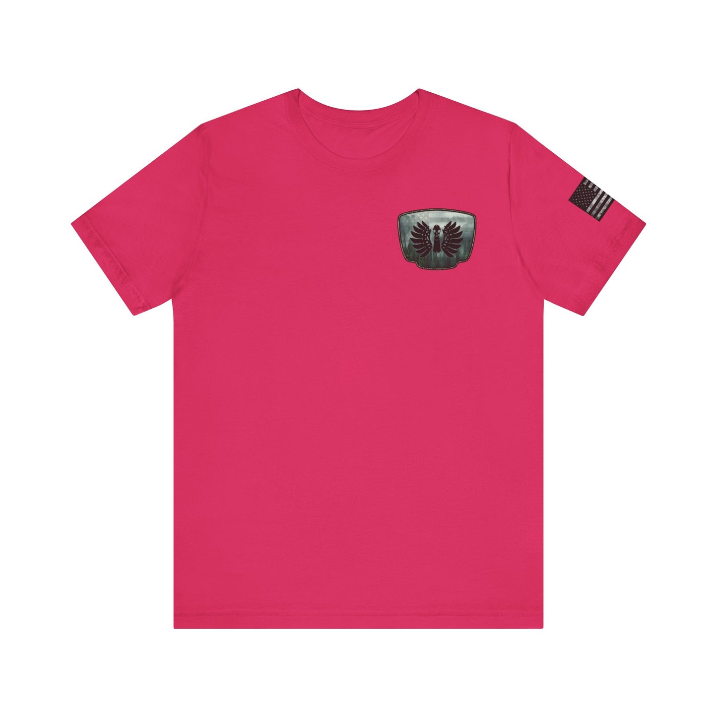 The Forest Duck Hunt Badge T-Shirt – Mossy Camo Print, Crossed Guns & Duck Skull Graphic
