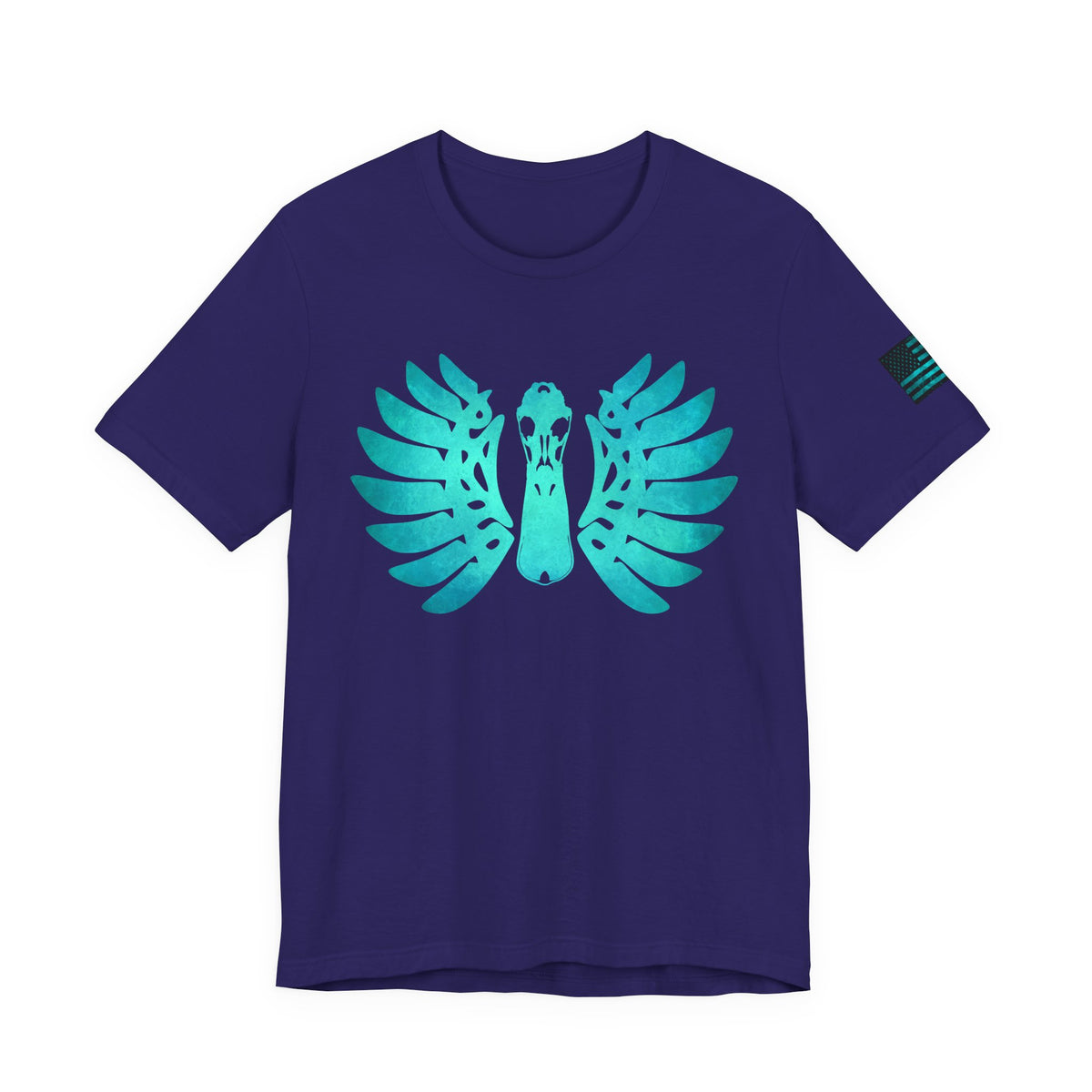 Duck Skull Wings T-Shirt – Ice Blue Bone-Wing Design, 100% Airlume Cotton Hunting Tee, Breathable & Durable Outdoor Shirt
