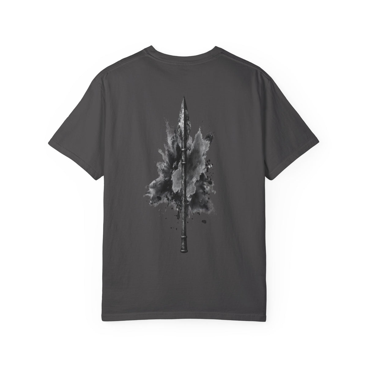 Spartan Warrior T-Shirt – Greek Helmet Circle Design Front & Spear Back | Warrior Graphic Tee