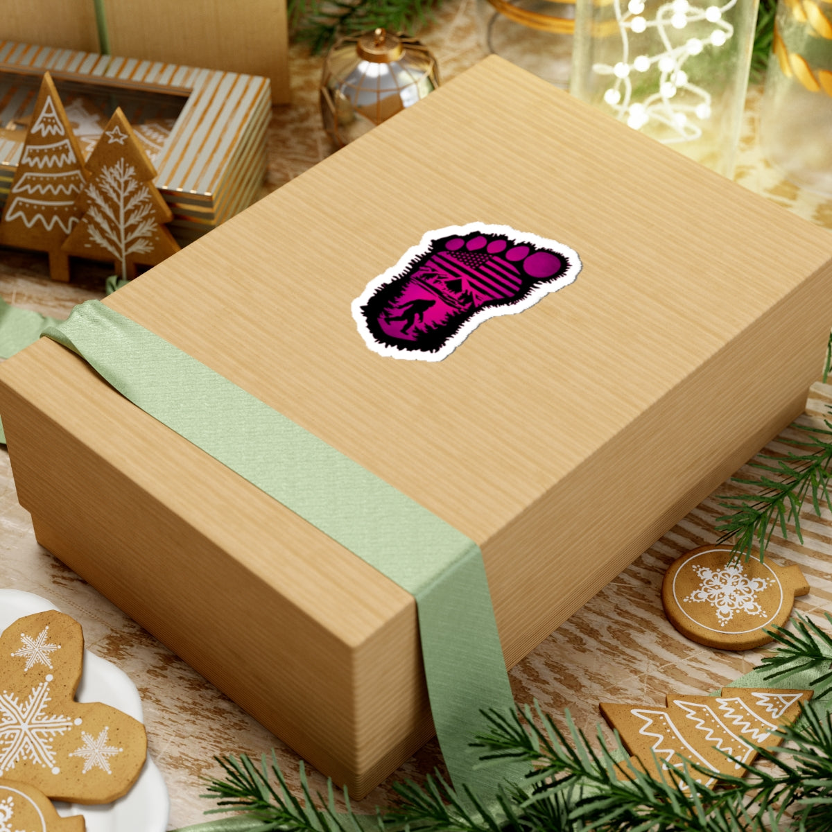 Pink BigFoot Patriot kiss-cut stickers