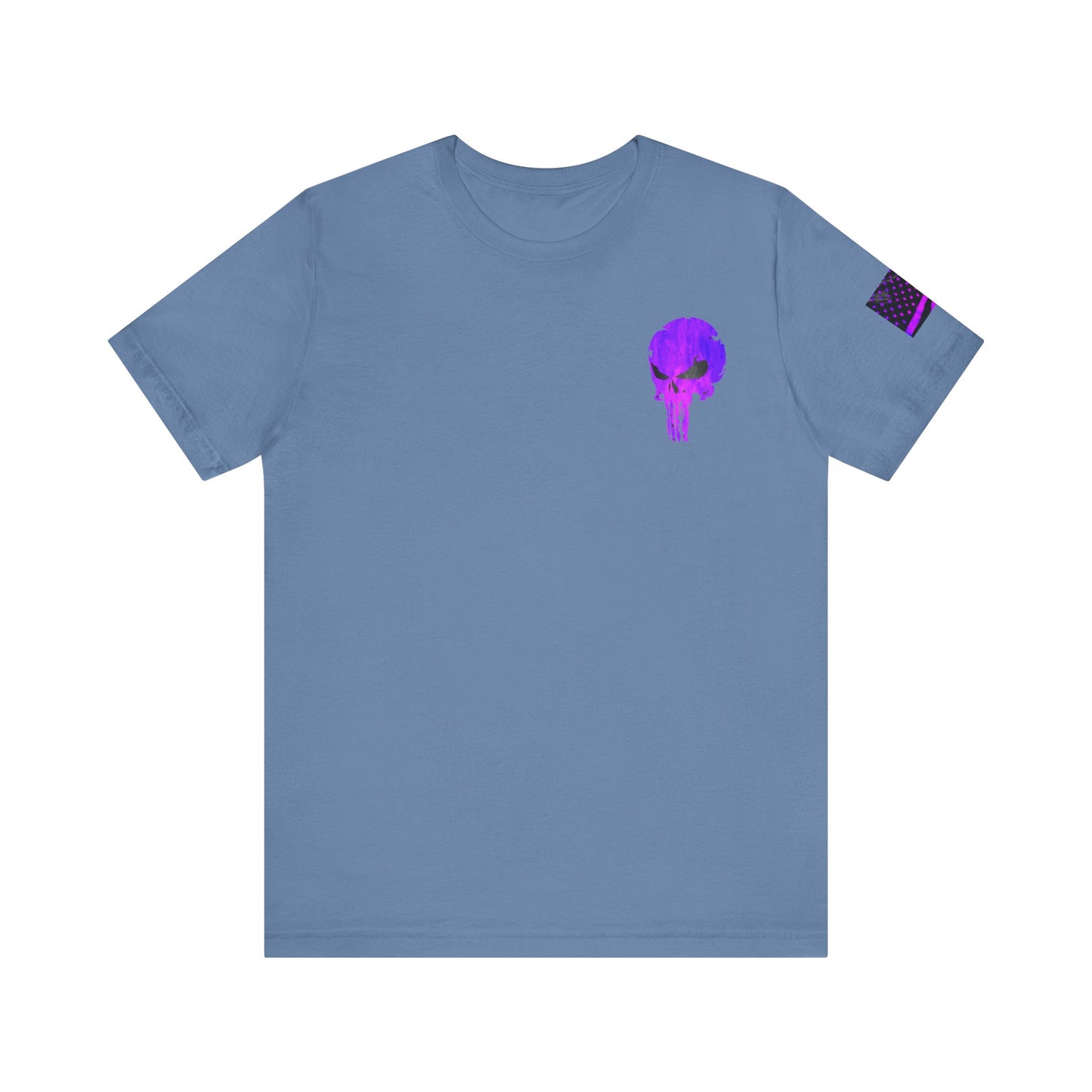 Purple Grunge Punisher Skull – Neon Grunge Vigilante Graphic for Shirts, Decals & Prints