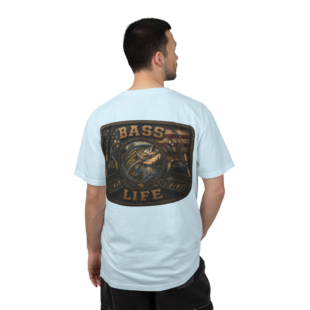 Bass Life T-Shirt — Retro American Flag Bass Fishing Tee