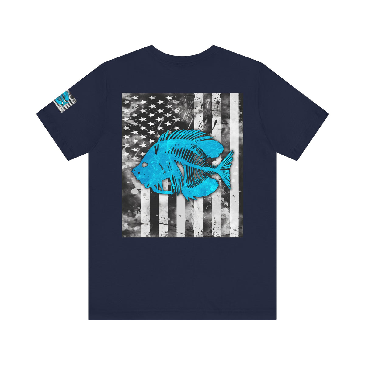 Blue Pearch Angler Grunge American Flag Tee, Patriotic USA Shirt, Vintage American Flag