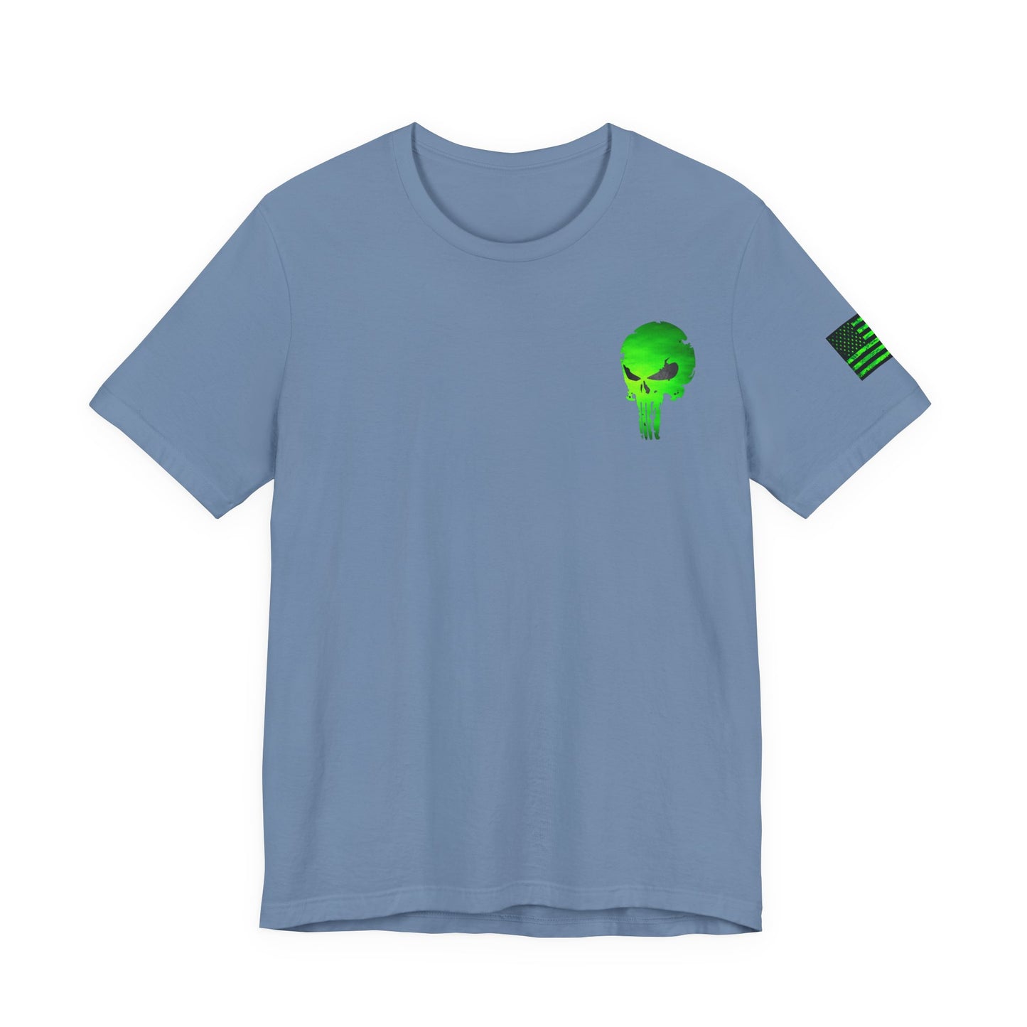 Toxic Green Punisher Skull – Neon Grunge Vigilante Graphic for Shirts, Decals & Prints