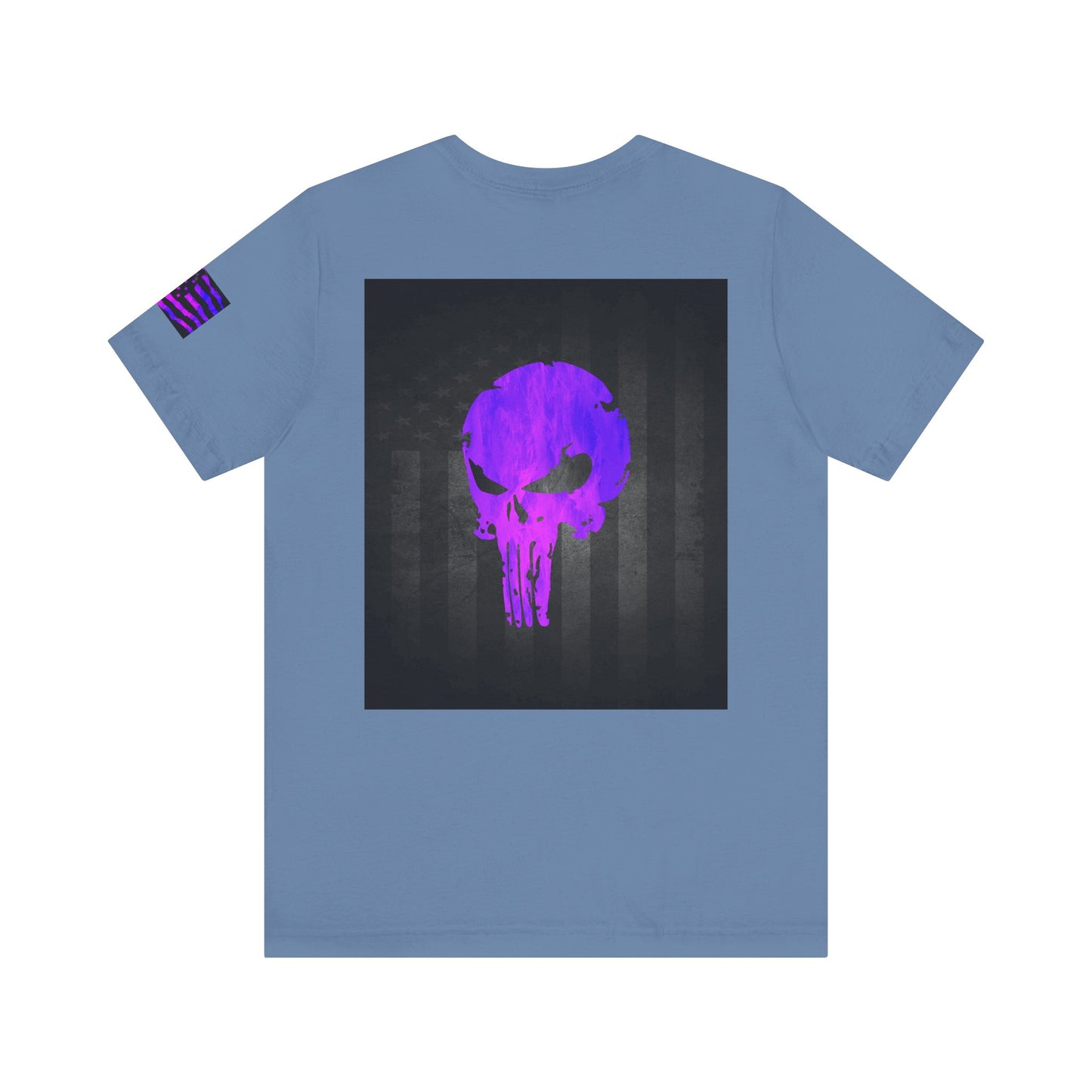 Purple Grunge Punisher Skull – Neon Grunge Vigilante Graphic for Shirts, Decals & Prints