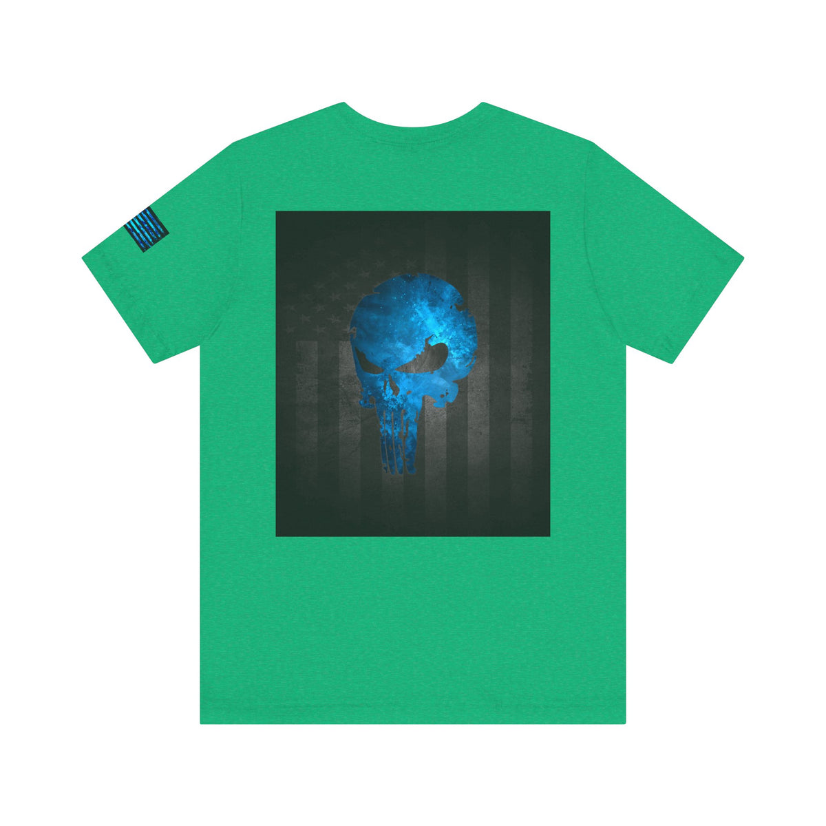 Blue Grunge Punisher Skull – Neon Grunge Vigilante Graphic for Shirts, Decals & Prints