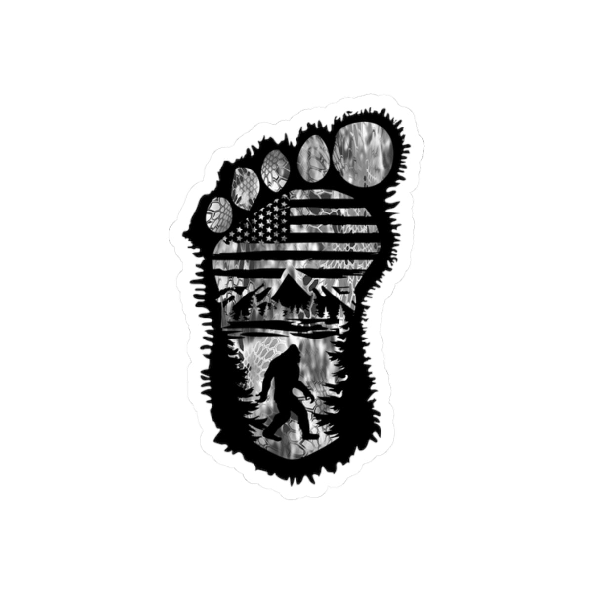 Camo BigFoot Patriot kiss-cut stickers