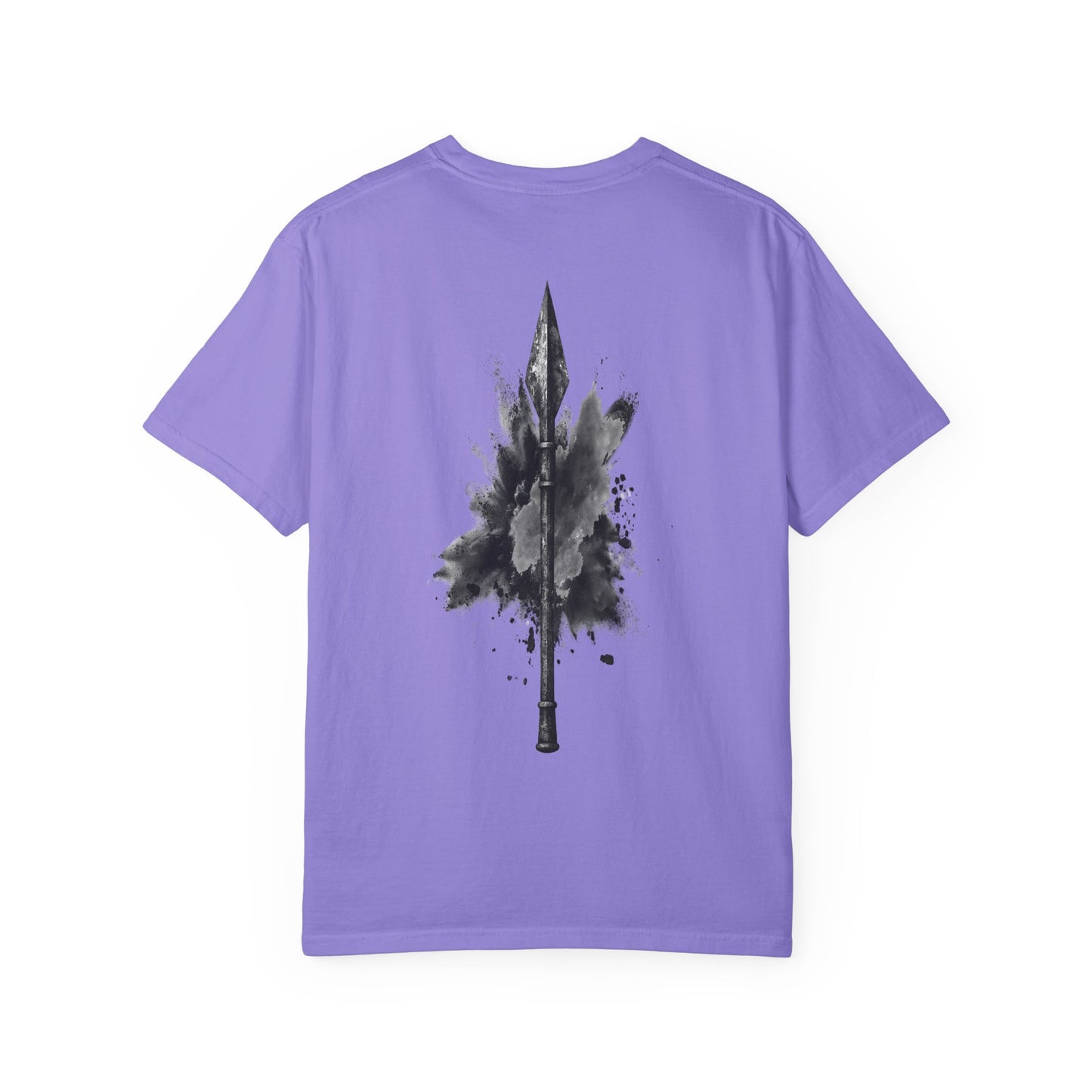 Spartan Warrior T-Shirt – Greek Helmet Circle Design Front & Spear Back | Warrior Graphic Tee