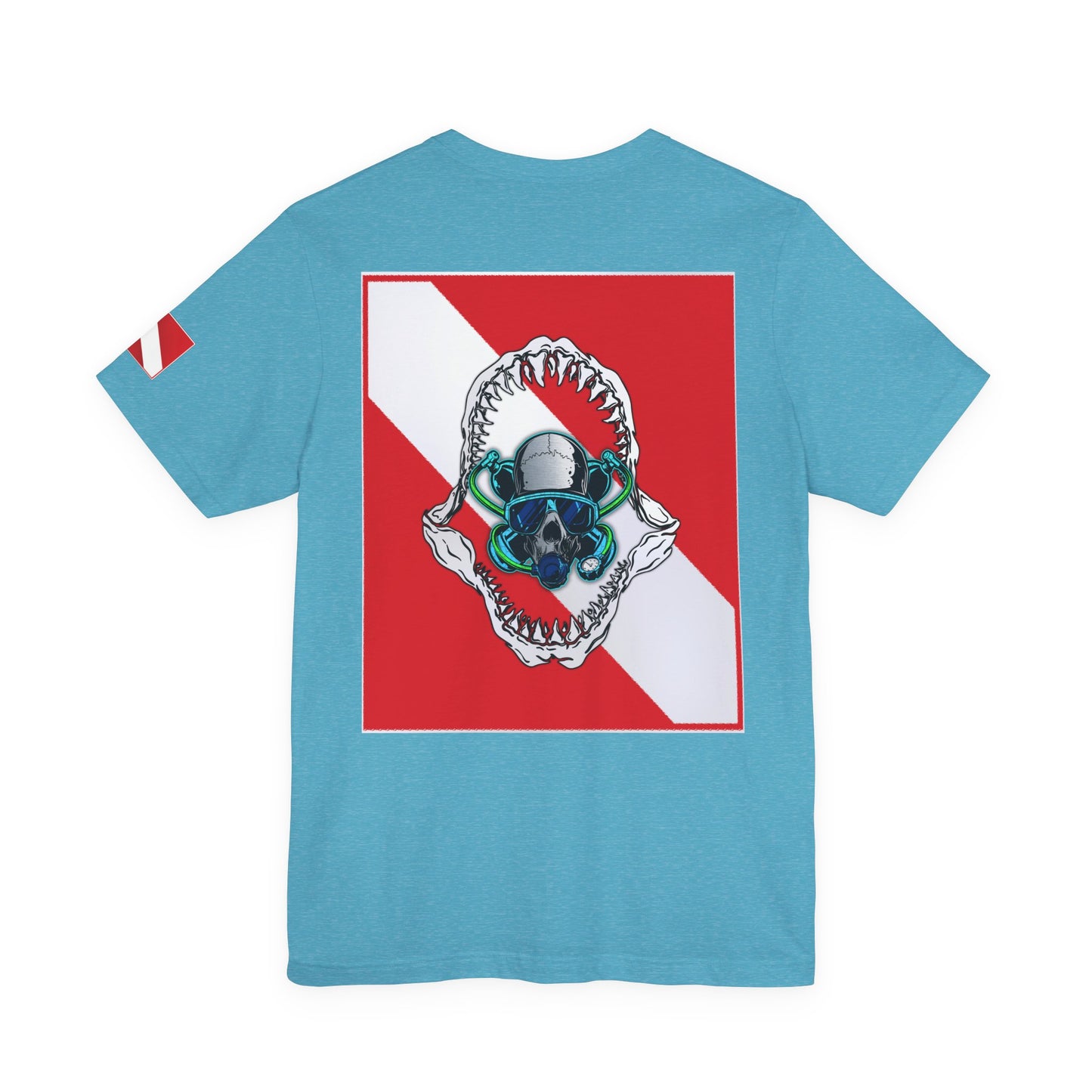 Scuba Skull Shark Graphic Tee, Dive Shirt, Beachwear, Summer Fashion, Gift for Ocean Lovers