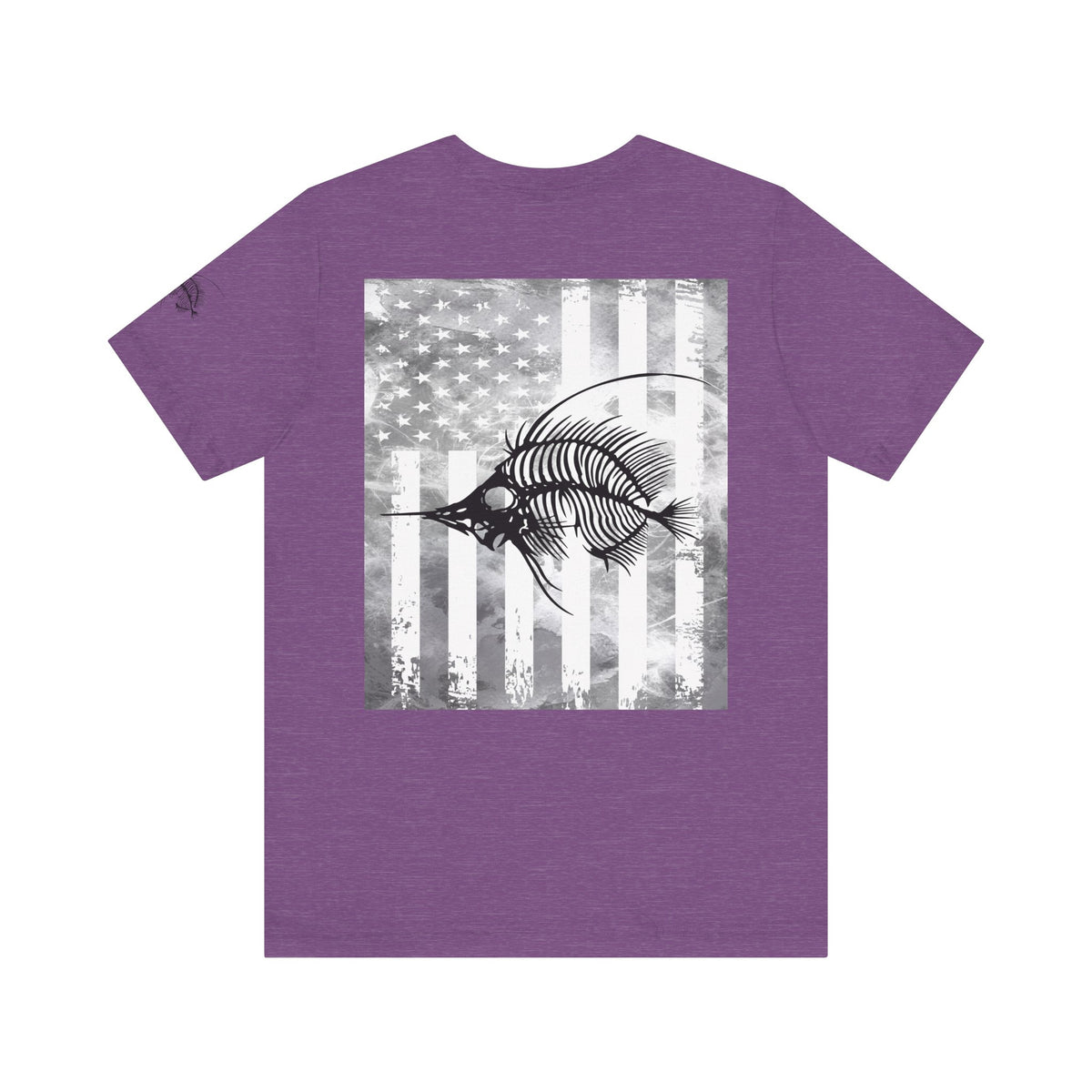 Fish Skeleton Grunge American Flag Tee, Patriotic USA Shirt, Vintage American Flag