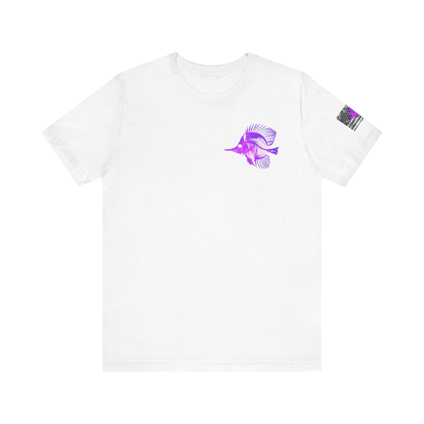 Purple Fish Angler Grunge American Flag Tee, Patriotic USA Shirt, Vintage American Flag