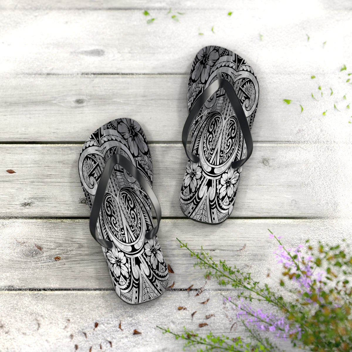 Polynesian Storm Flip Flops - Beach Vibes, Summer Sandals, Festival Footwear, Unique Gift, Vacation Essentials