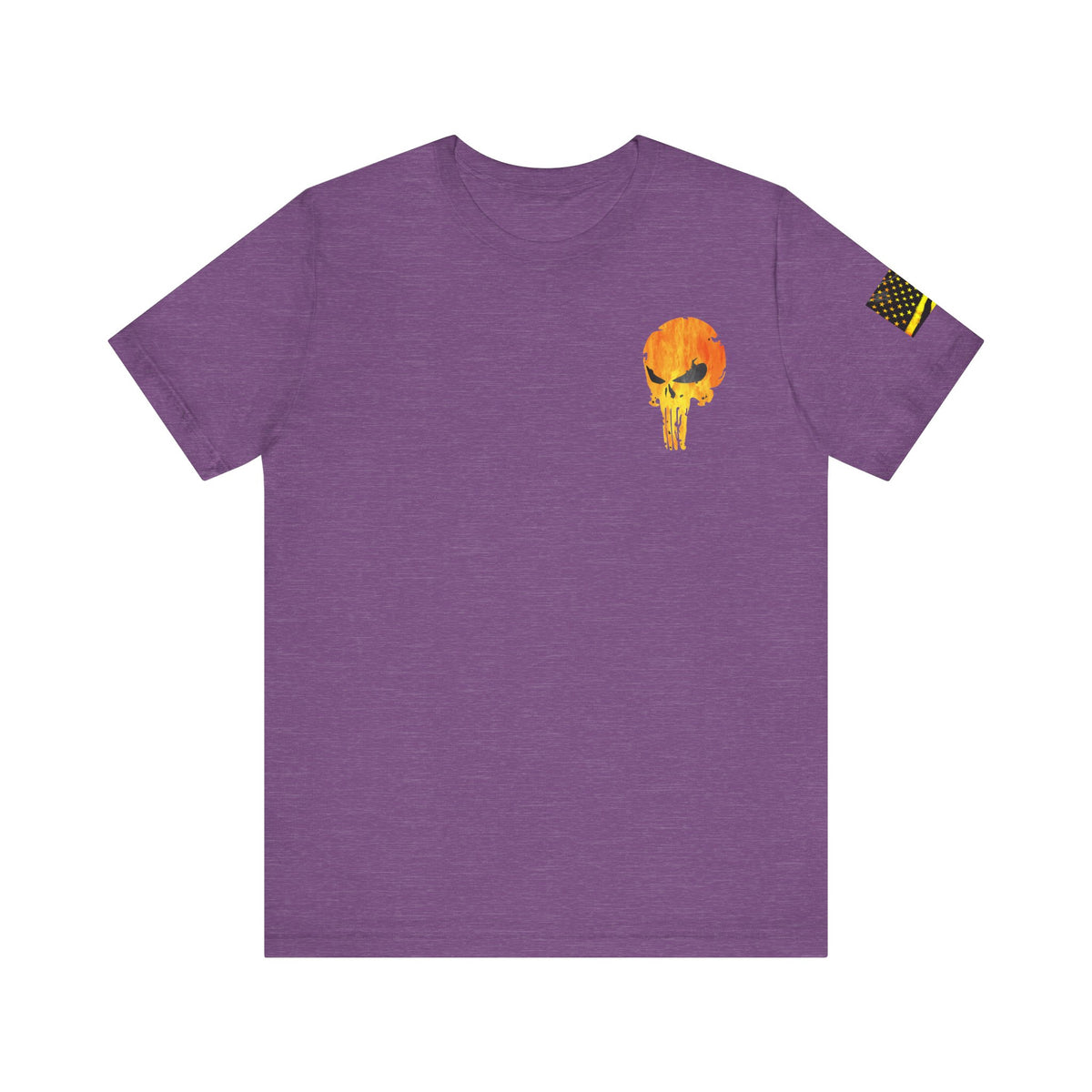 Orange Grunge Punisher Skull – Neon Grunge Vigilante Graphic for Shirts, Decals & Prints
