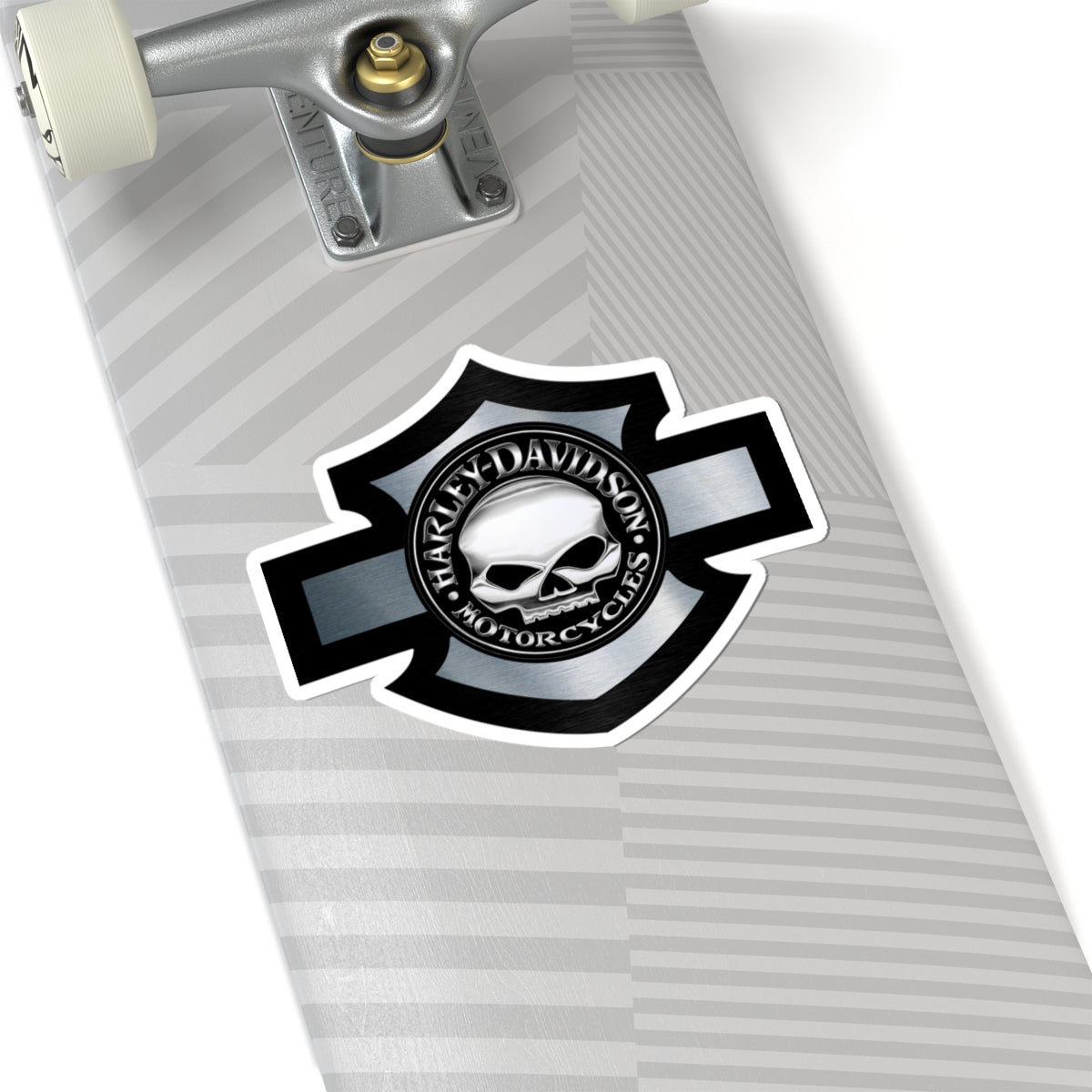 Chrome Skull HD Shield Sticker | Polished Steel Biker Emblem Decal for Helmets, Toolboxes & Garage Gear, ArtKiss-Cut Stickers