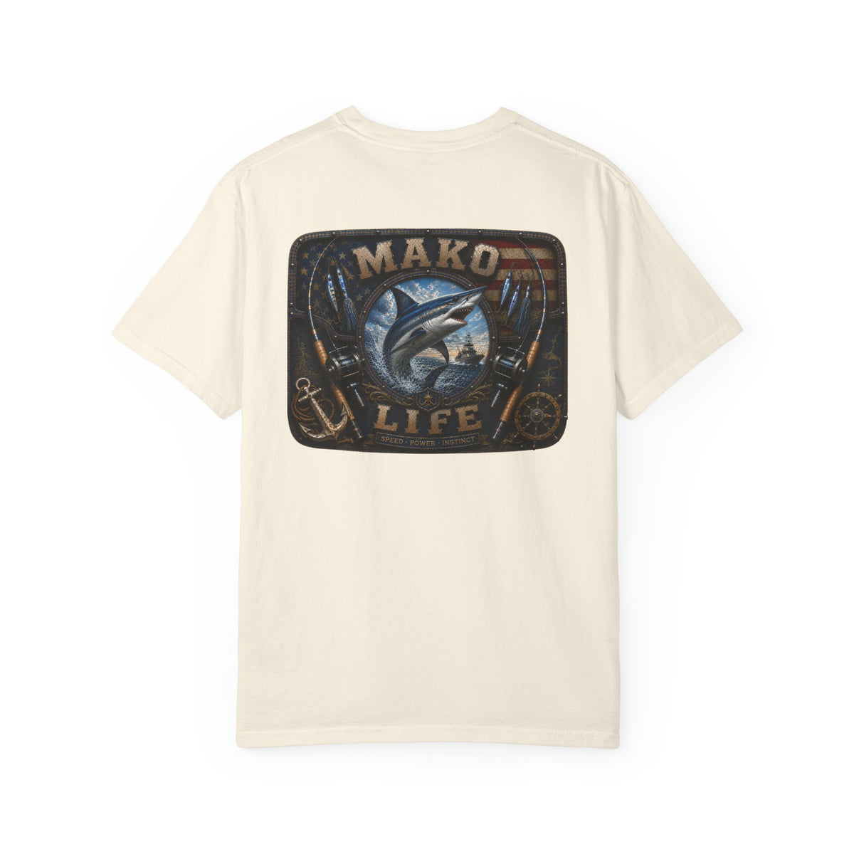 Mako Life T-Shirt — Vintage Marlin & Anchor Fishing Tee