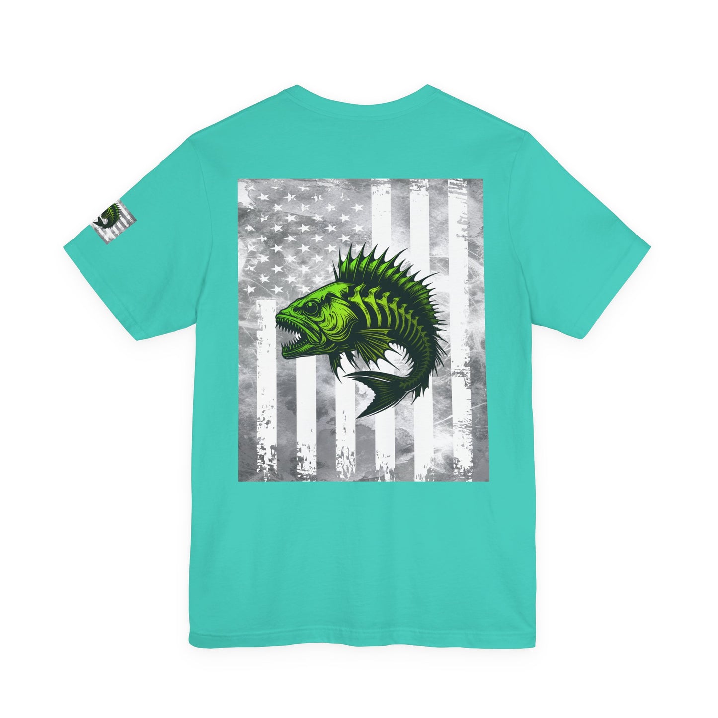 Angler Grunge American Flag Tee, Patriotic USA Shirt, Vintage American Flag