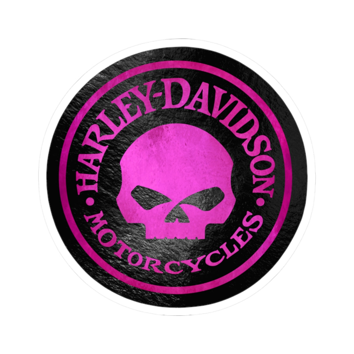 Harley Skull Biker Emblem | Bold Pink Motorcycle Graphic for Decals, Shirts, or Garage Art, ArtKiss-Cut Stickers