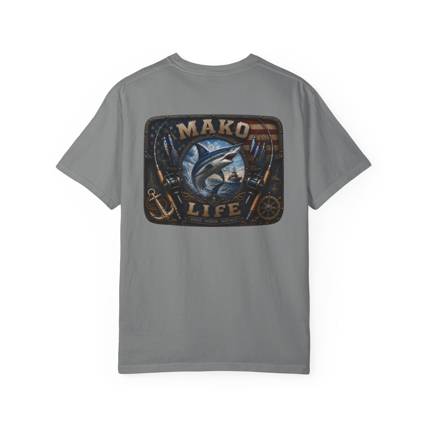 Mako Life T-Shirt — Vintage Marlin & Anchor Fishing Tee