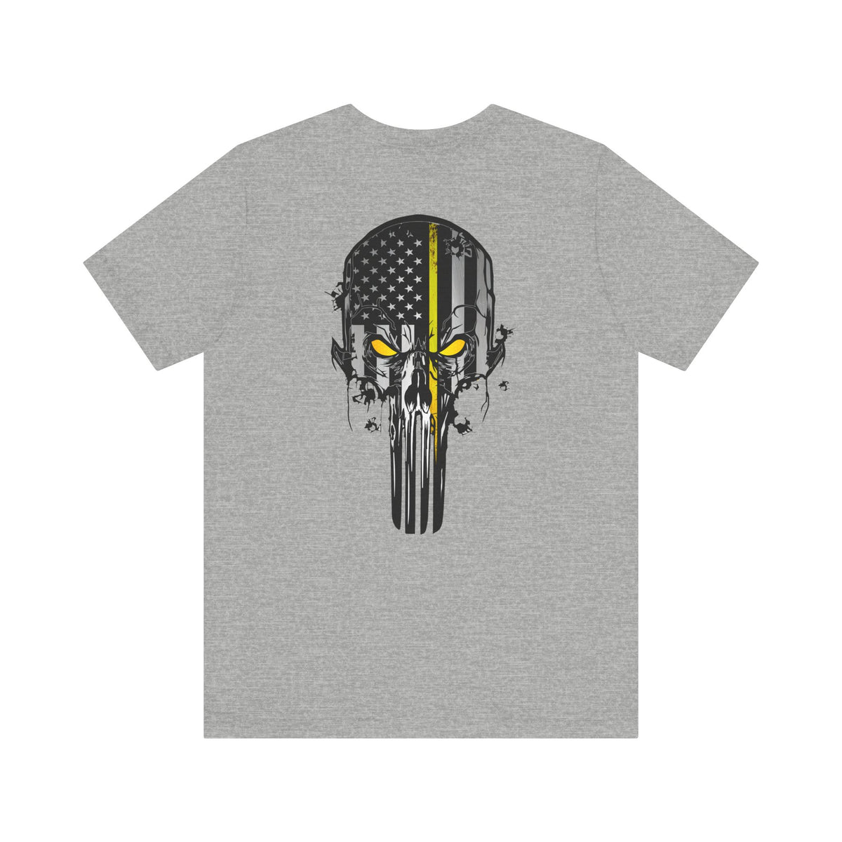 Thin Yellow Line American Flag Skull Tee