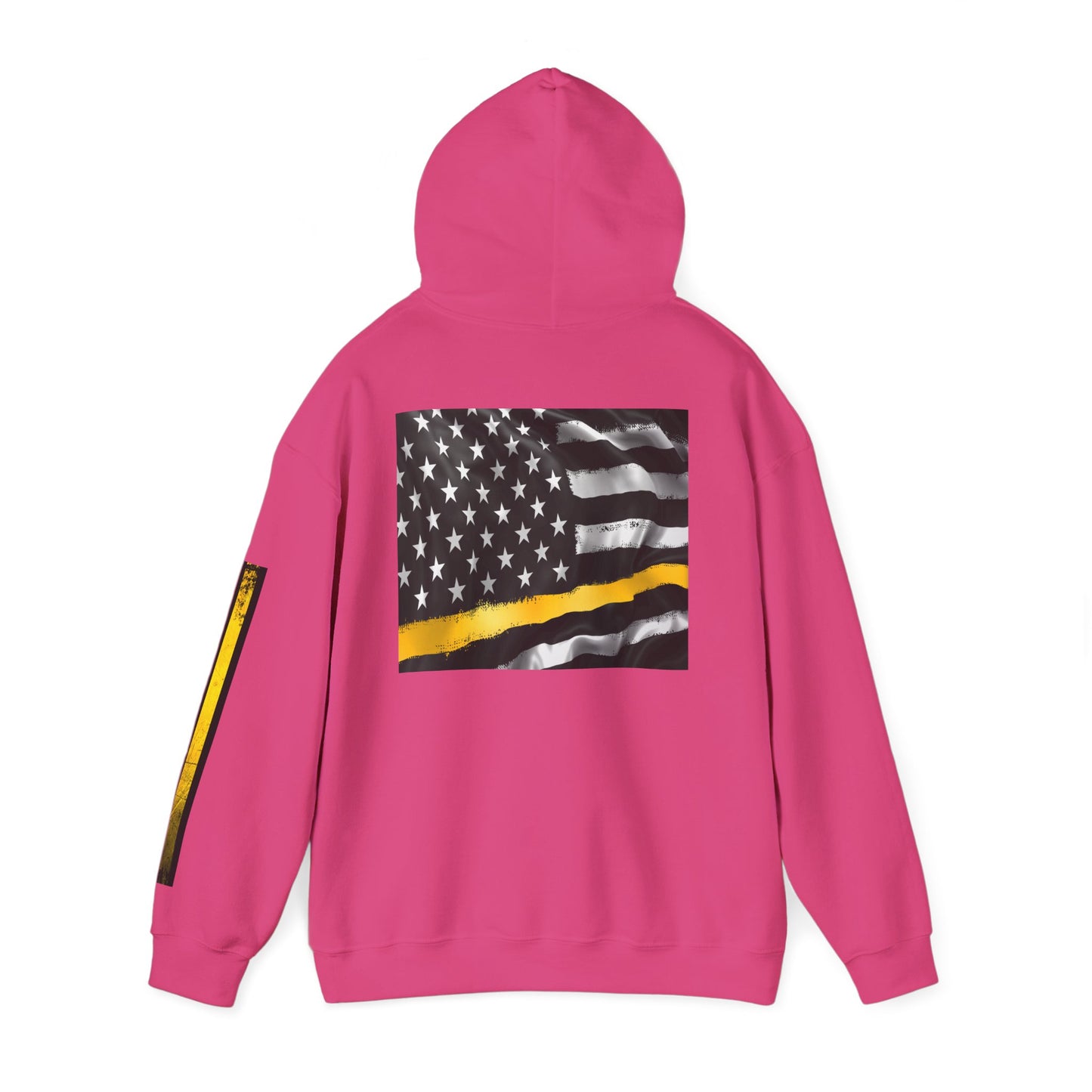 911 Dispatcher Thin Yellow Line American Flag Heart Hoodie, Dispatcher Hooded Sweatshirt, First Responder Gift, Patriotic
