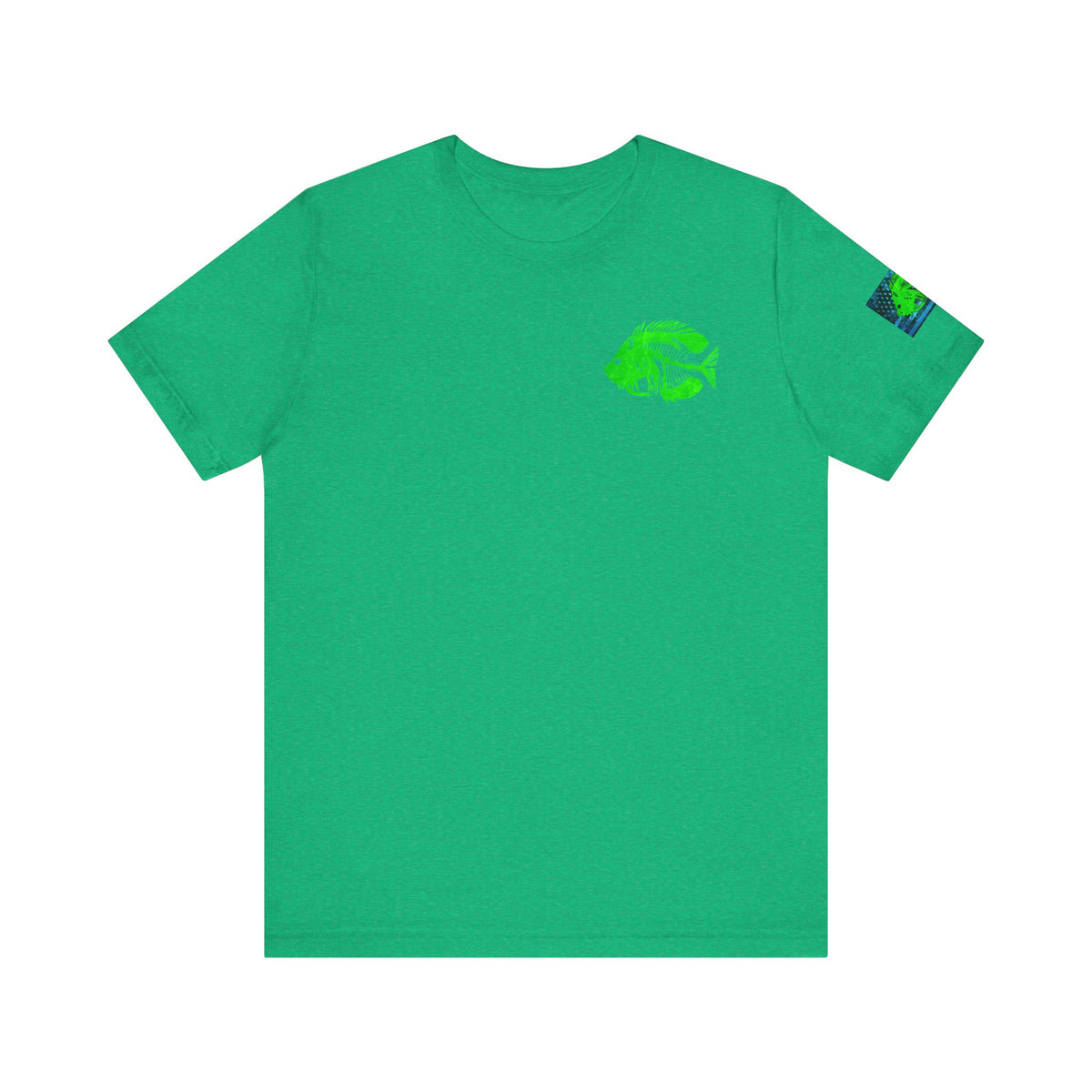 Green Pearch Angler Grunge American Flag Tee, Patriotic USA Shirt, Vintage American Flag