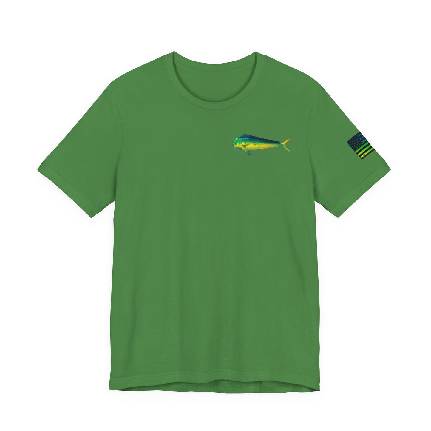 Patriotic Mahi Mahi Flag T-Shirt – Bold Saltwater Fishing Graphic Tee