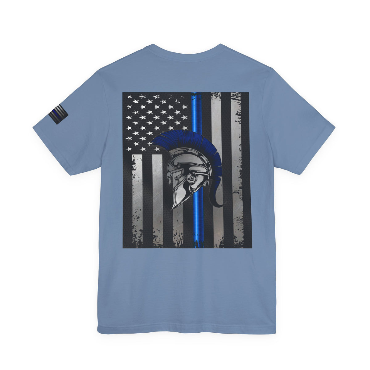Spartan Thin Blue Line American Flag T-Shirt – Honor & Valor Police Tribute Tee