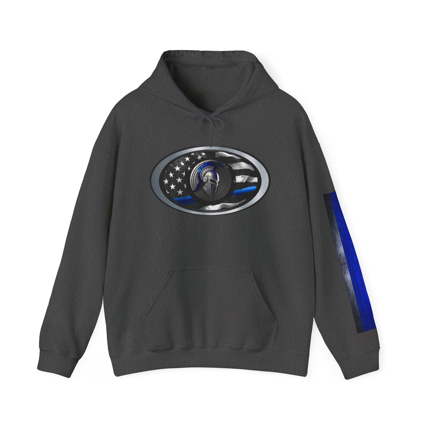 Spartan Hoodie, Thin Blue Line, American Flag, Patriotic Hoodie, Police Officer Gift, Law Enforcement Apparel