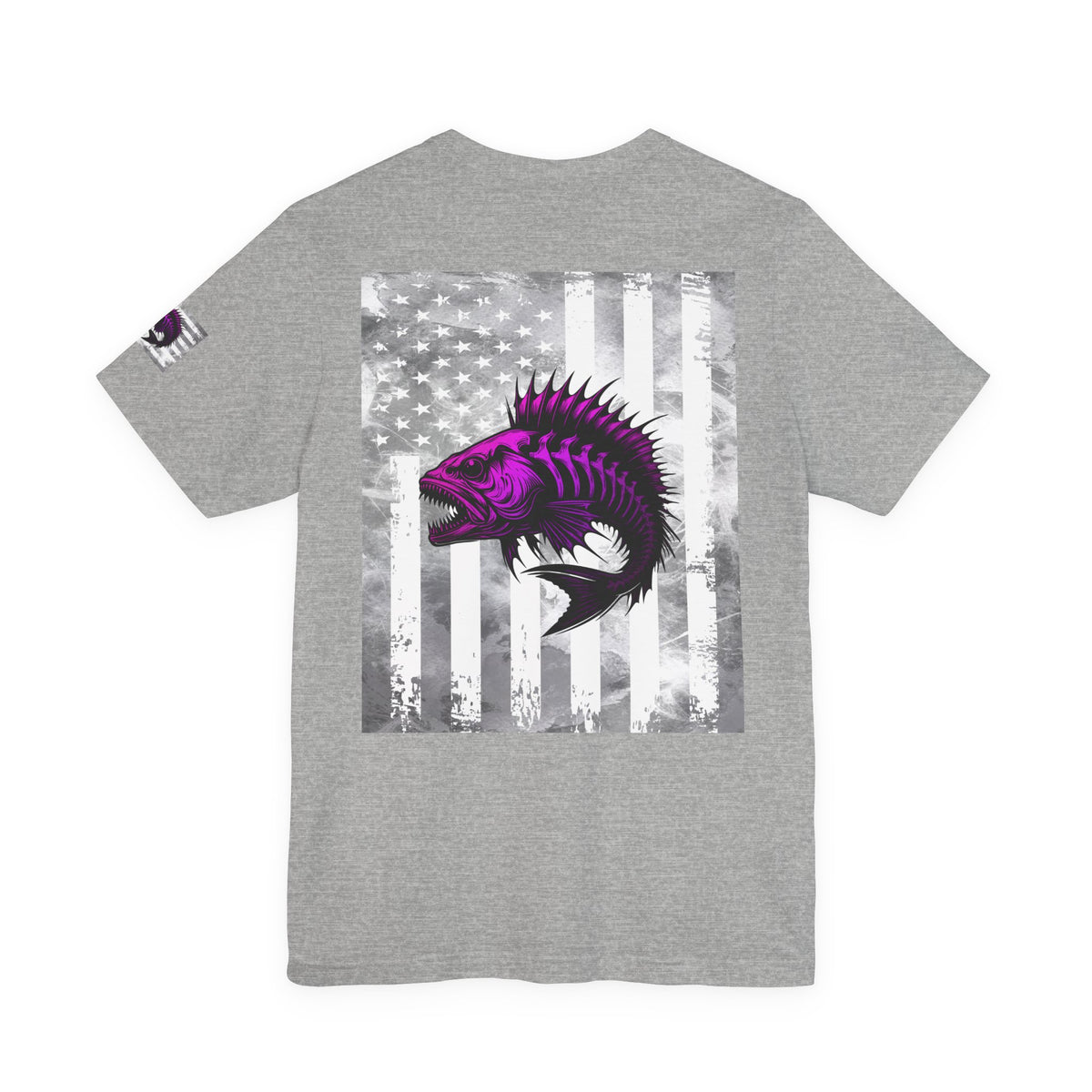 Fish Grunge American Flag Tee, Patriotic USA Shirt, Vintage American Flag