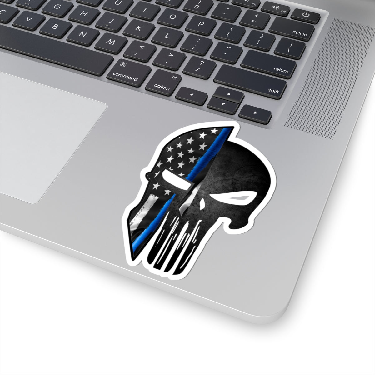 Spartan Warrior Skull Thin Blue Line Police Support Sticker ArtKiss-Cut Stickers