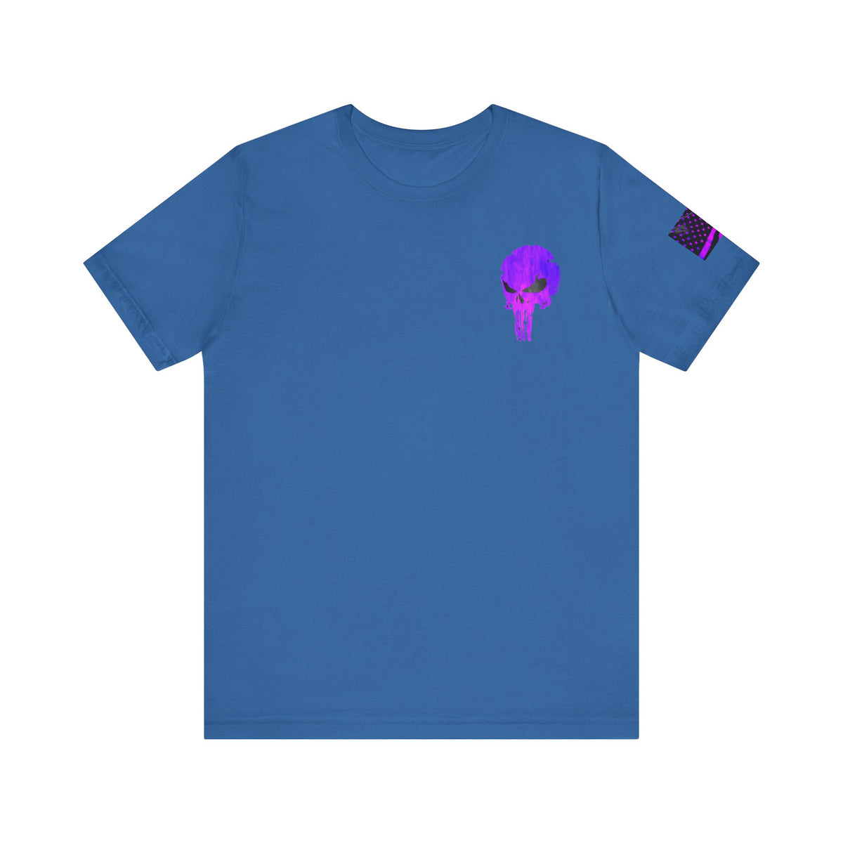 Purple Grunge Punisher Skull – Neon Grunge Vigilante Graphic for Shirts, Decals & Prints