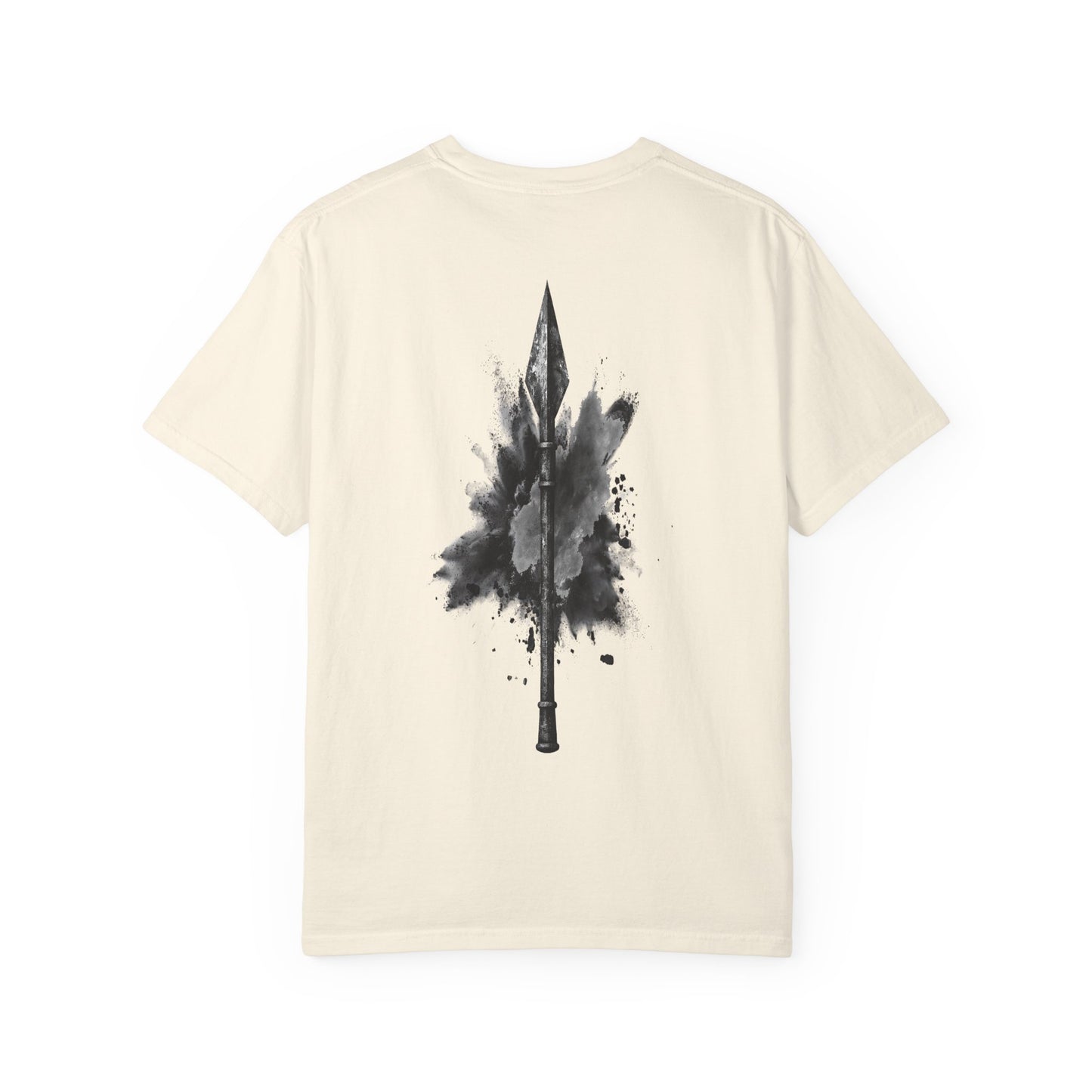 Spartan Warrior T-Shirt – Greek Helmet Circle Design Front & Spear Back | Warrior Graphic Tee