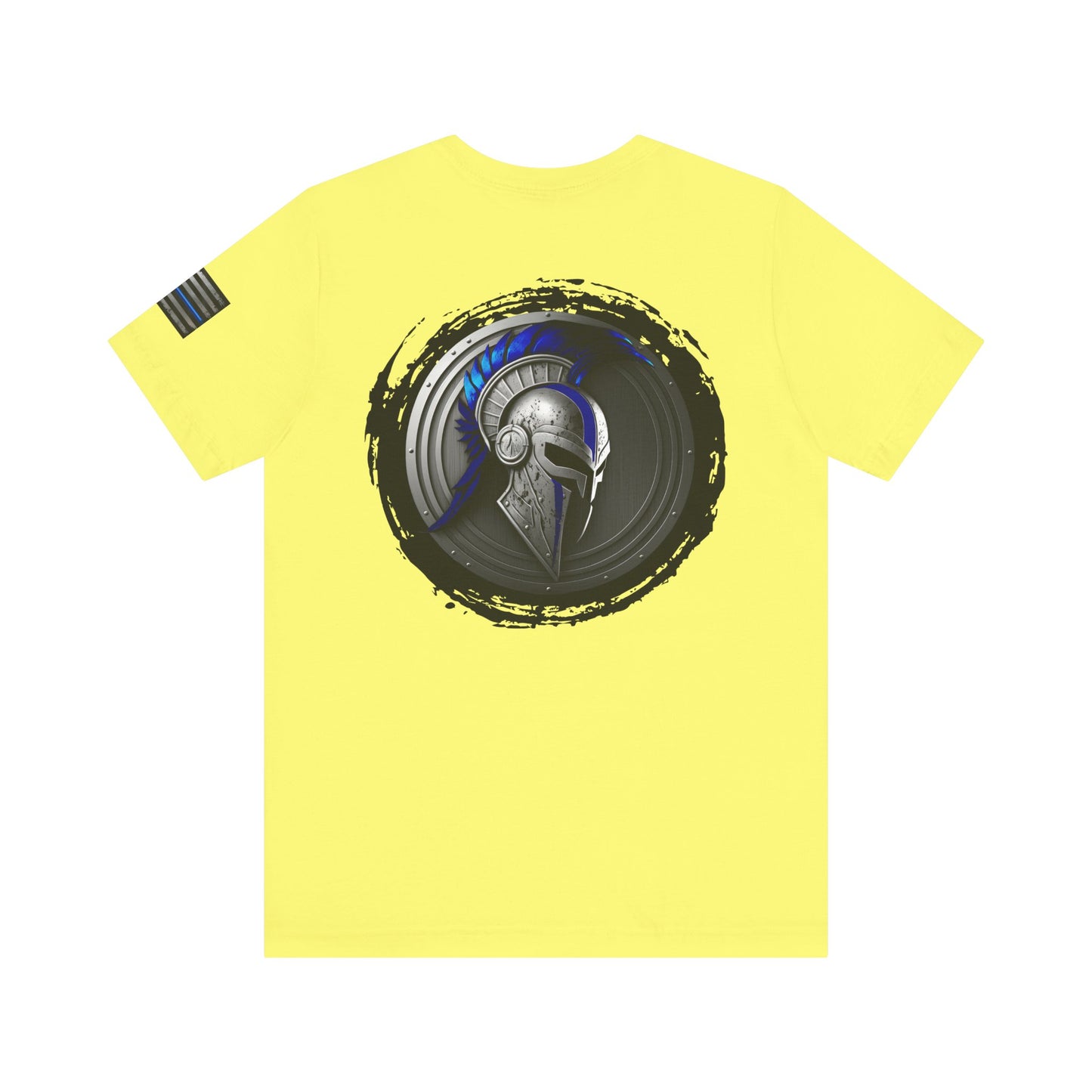 Grunge Spartan Thin Blue Line American Flag T-Shirt – Honor & Valor Police Tribute Tee