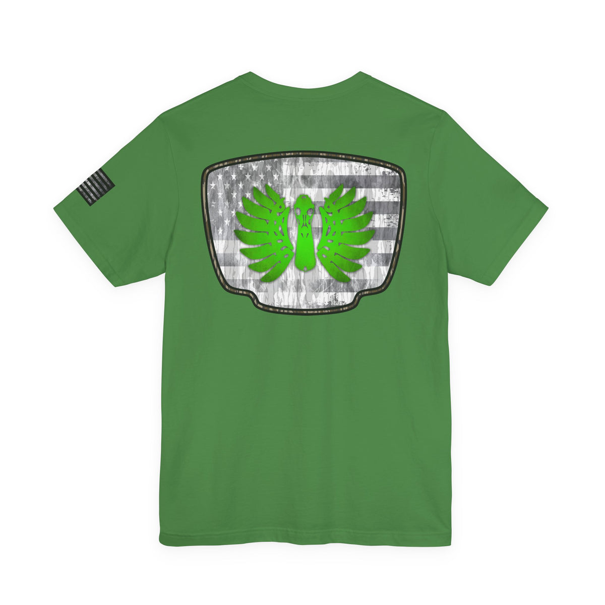 Duck Skull Hunting Badge T-Shirt – Mossy Camo Print, Crossed Guns & Duck Skull Graphic
