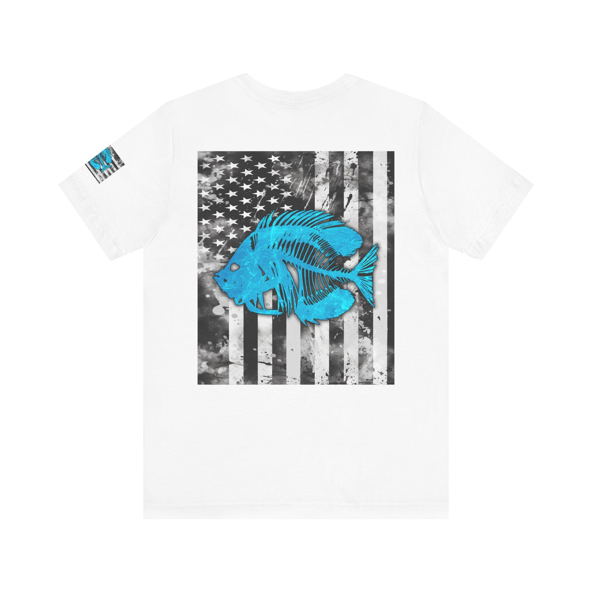 Blue Pearch Angler Grunge American Flag Tee, Patriotic USA Shirt, Vintage American Flag