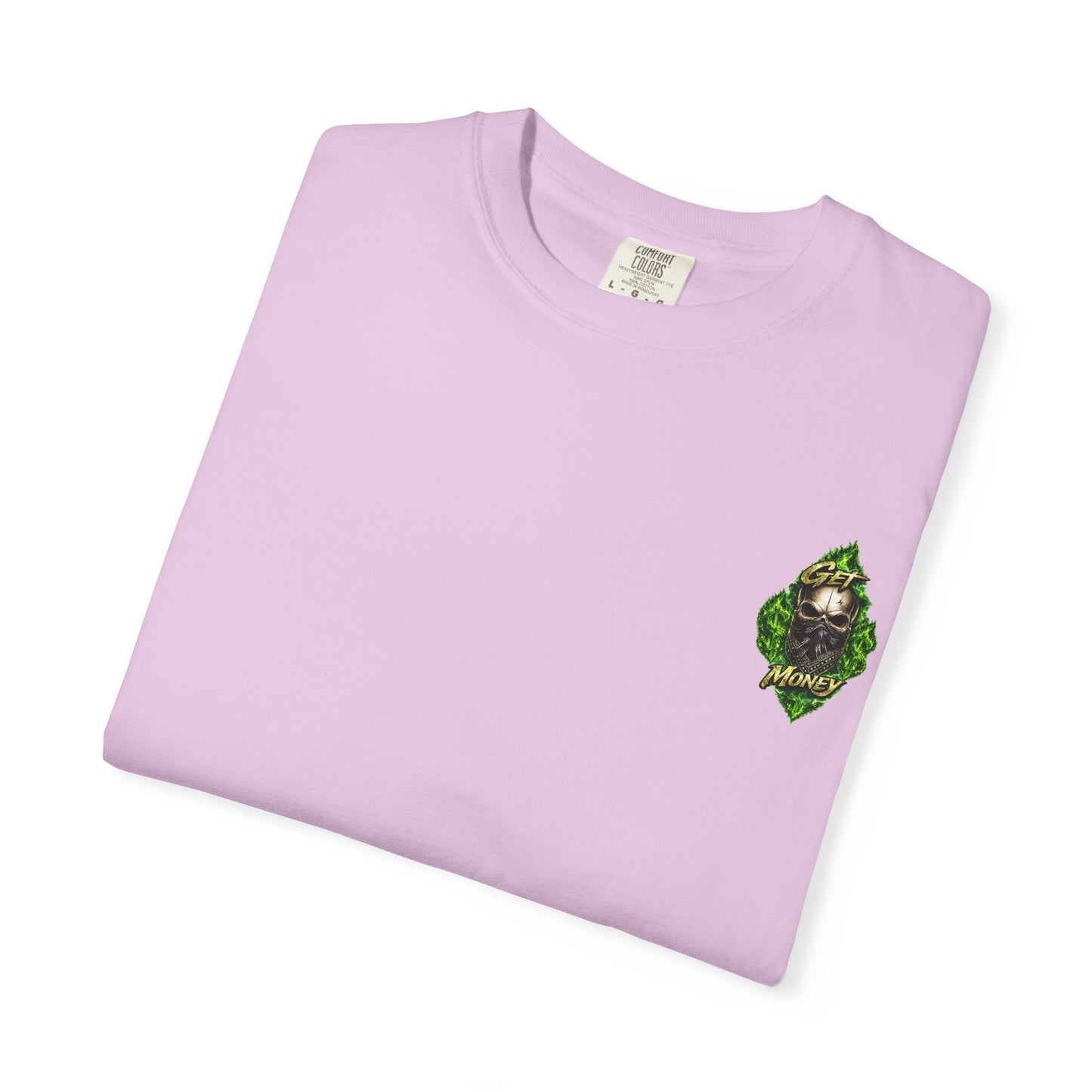 Get Money Skull Graphic Tee – Green Flame Dollar Sign Hustle Streetwear Shirt