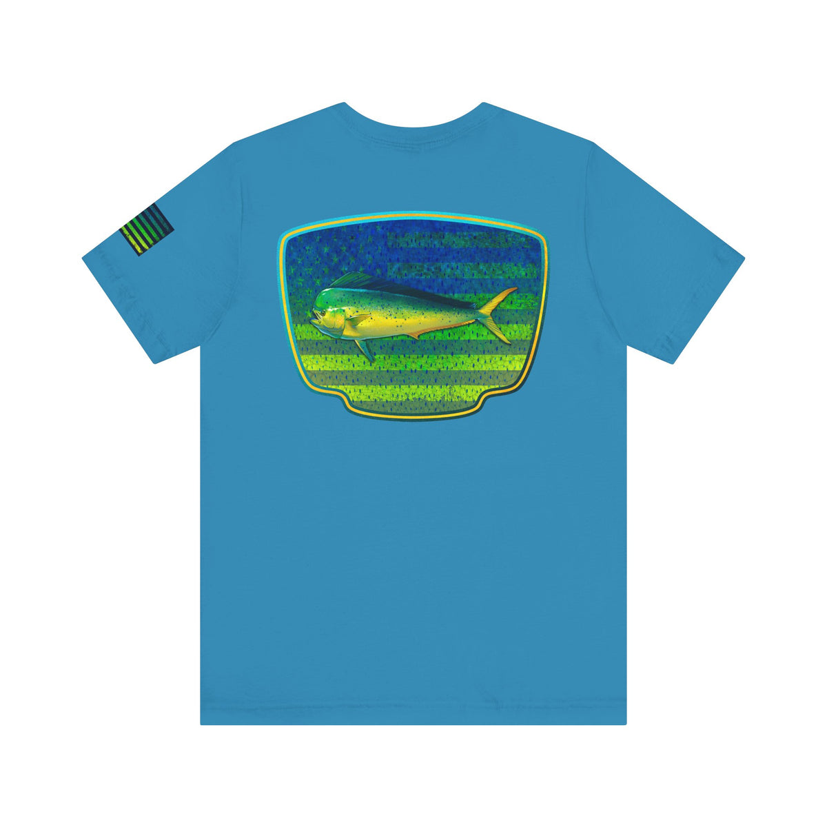 Patriotic Mahi Mahi Flag T-Shirt – Bold Saltwater Fishing Graphic Tee