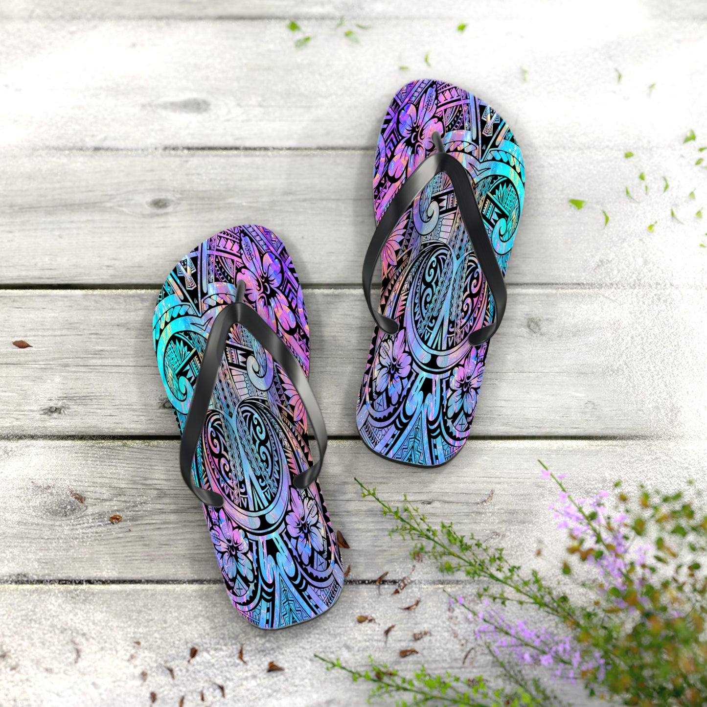 Polynesian Dream Flip Flops | Summer Beach Sandals, Vacation Footwear, Festival Style, Gift for Her